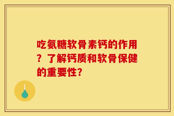 吃氨糖软骨素钙的作用？了解钙质和软骨保健的重要性？