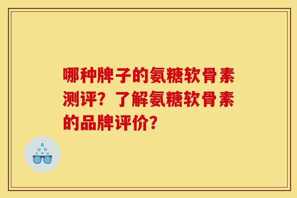 哪种牌子的氨糖软骨素测评？了解氨糖软骨素的品牌评价？