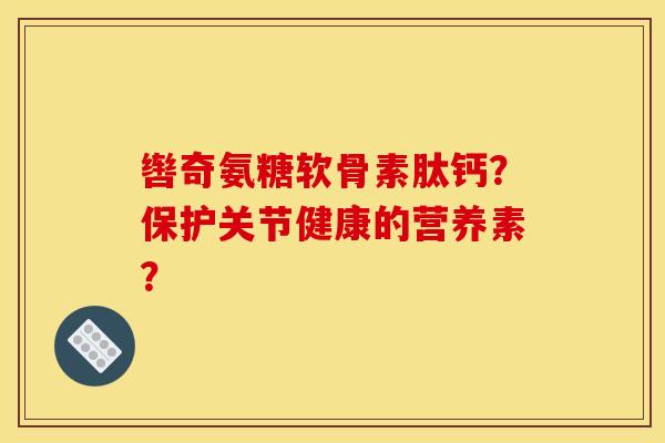 辔奇氨糖软骨素肽钙？保护关节健康的营养素？