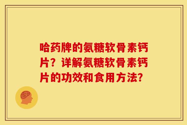 哈药牌的氨糖软骨素钙片？详解氨糖软骨素钙片的功效和食用方法？