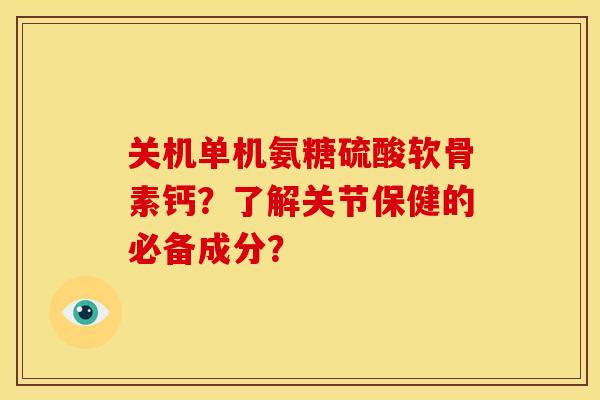 关机单机氨糖硫酸软骨素钙？了解关节保健的必备成分？
