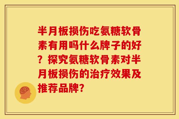 半月板损伤吃氨糖软骨素有用吗什么牌子的好？探究氨糖软骨素对半月板损伤的治疗效果及推荐品牌？