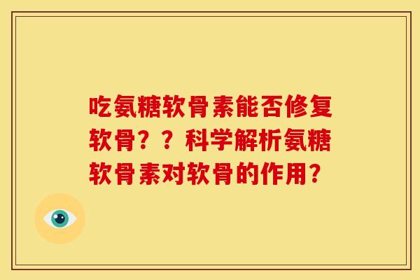 吃氨糖软骨素能否修复软骨？？科学解析氨糖软骨素对软骨的作用？