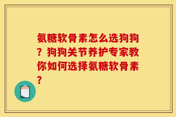 氨糖软骨素怎么选狗狗？狗狗关节养护专家教你如何选择氨糖软骨素？