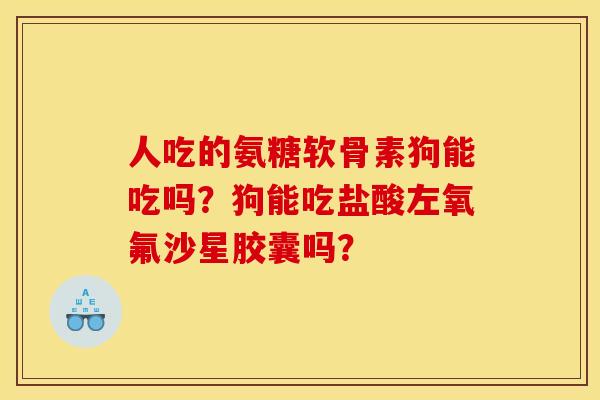 人吃的氨糖软骨素狗能吃吗？狗能吃盐酸左氧氟沙星胶囊吗？