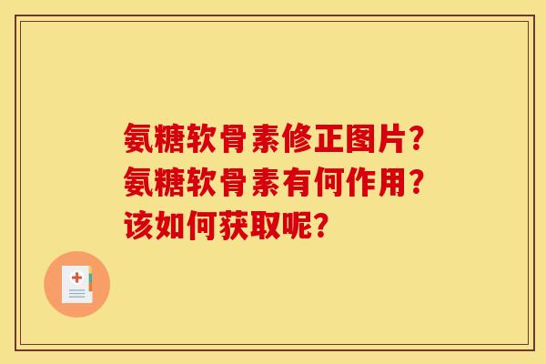 氨糖软骨素修正图片？氨糖软骨素有何作用？该如何获取呢？