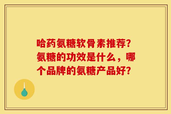 哈药氨糖软骨素推荐？氨糖的功效是什么，哪个品牌的氨糖产品好？