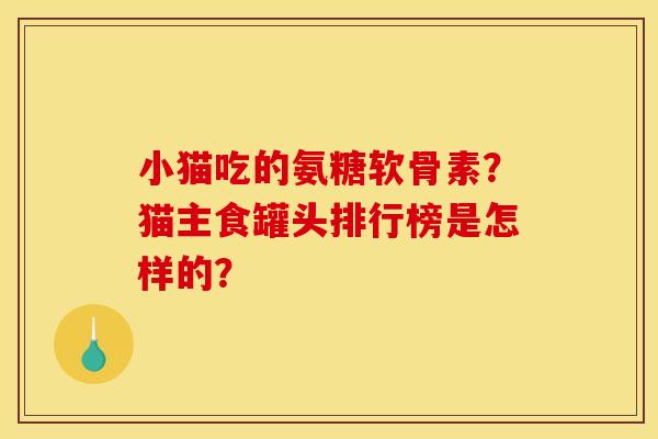 小猫吃的氨糖软骨素？猫主食罐头排行榜是怎样的？