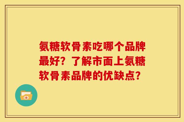 氨糖软骨素吃哪个品牌最好？了解市面上氨糖软骨素品牌的优缺点？