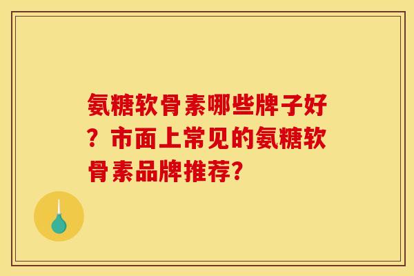 氨糖软骨素哪些牌子好？市面上常见的氨糖软骨素品牌推荐？