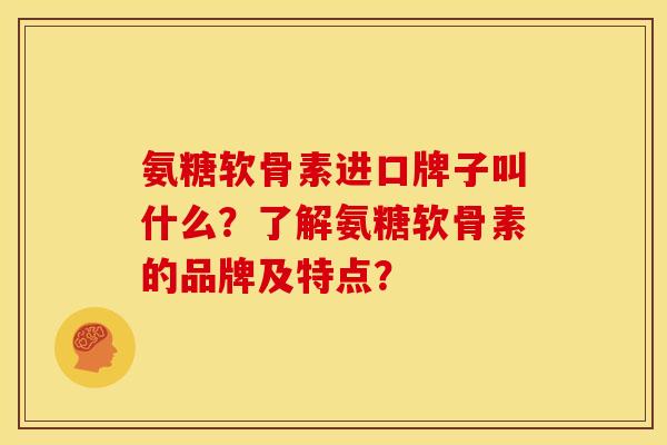 氨糖软骨素进口牌子叫什么？了解氨糖软骨素的品牌及特点？