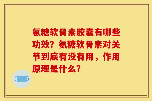 氨糖软骨素胶囊有哪些功效？氨糖软骨素对关节到底有没有用，作用原理是什么？