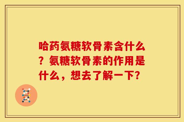 哈药氨糖软骨素含什么？氨糖软骨素的作用是什么，想去了解一下？