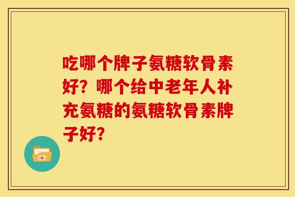 吃哪个牌子氨糖软骨素好？哪个给中老年人补充氨糖的氨糖软骨素牌子好？