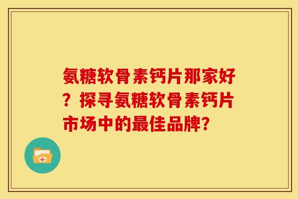 氨糖软骨素钙片那家好？探寻氨糖软骨素钙片市场中的最佳品牌？