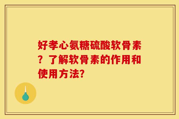 好孝心氨糖硫酸软骨素？了解软骨素的作用和使用方法？