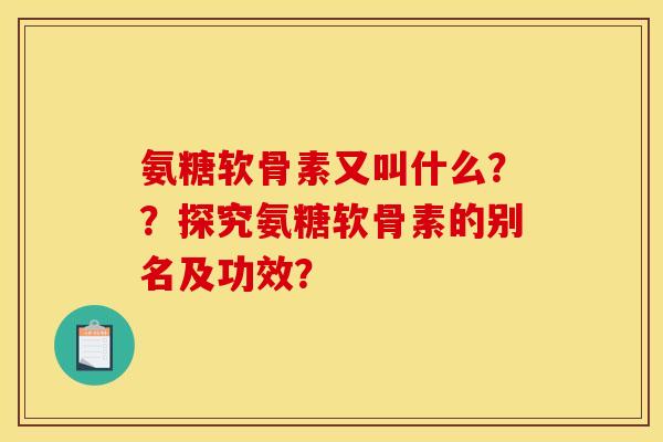 氨糖软骨素又叫什么？？探究氨糖软骨素的别名及功效？