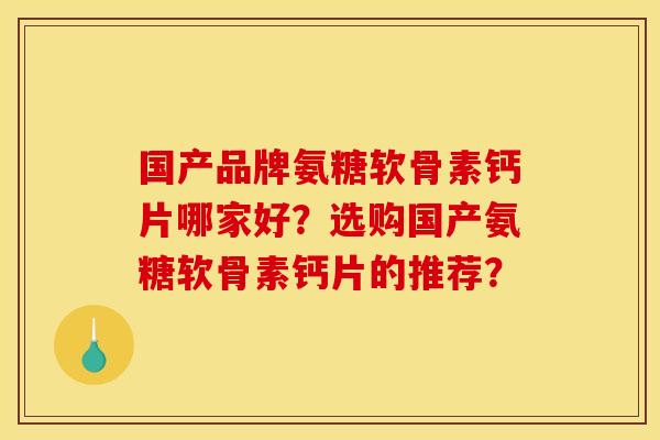 国产品牌氨糖软骨素钙片哪家好？选购国产氨糖软骨素钙片的推荐？