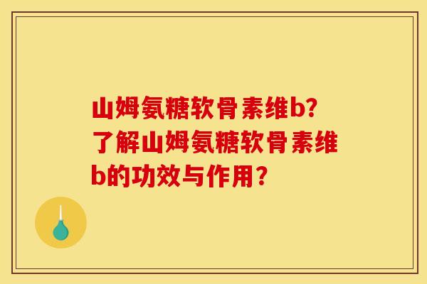 山姆氨糖软骨素维b？了解山姆氨糖软骨素维b的功效与作用？