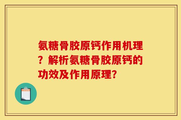 氨糖骨胶原钙作用机理？解析氨糖骨胶原钙的功效及作用原理？