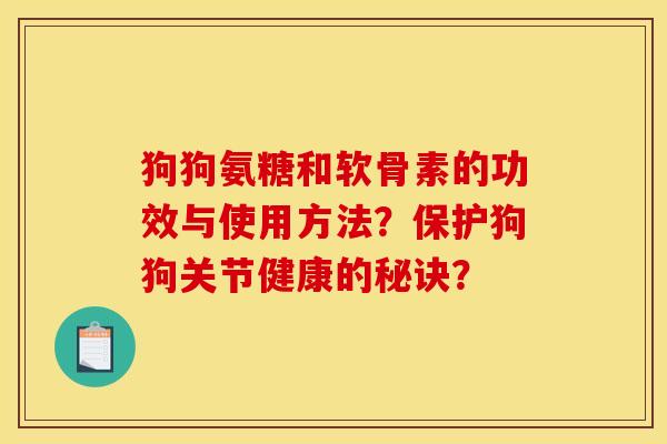 狗狗氨糖和软骨素的功效与使用方法？保护狗狗关节健康的秘诀？