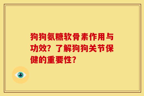 狗狗氨糖软骨素作用与功效？了解狗狗关节保健的重要性？