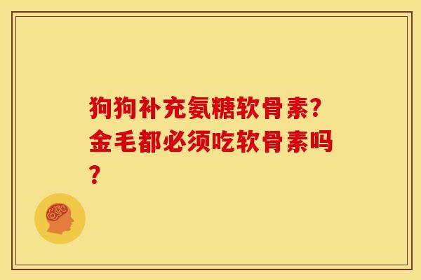 狗狗补充氨糖软骨素？金毛都必须吃软骨素吗？