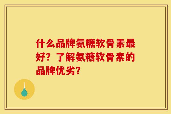 什么品牌氨糖软骨素最好？了解氨糖软骨素的品牌优劣？