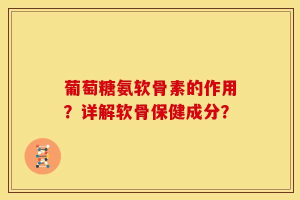 葡萄糖氨软骨素的作用？详解软骨保健成分？