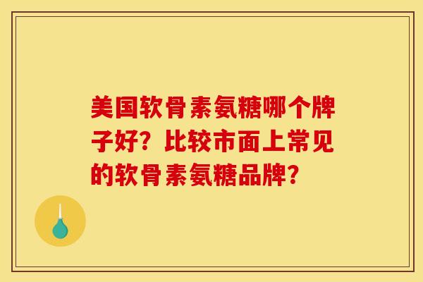 美国软骨素氨糖哪个牌子好？比较市面上常见的软骨素氨糖品牌？