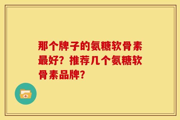 那个牌子的氨糖软骨素最好？推荐几个氨糖软骨素品牌？