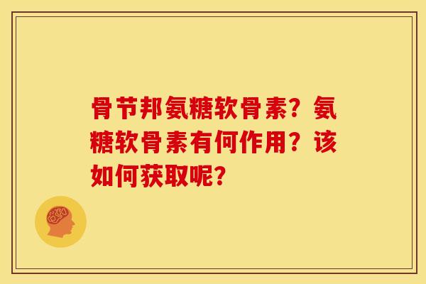 骨节邦氨糖软骨素？氨糖软骨素有何作用？该如何获取呢？