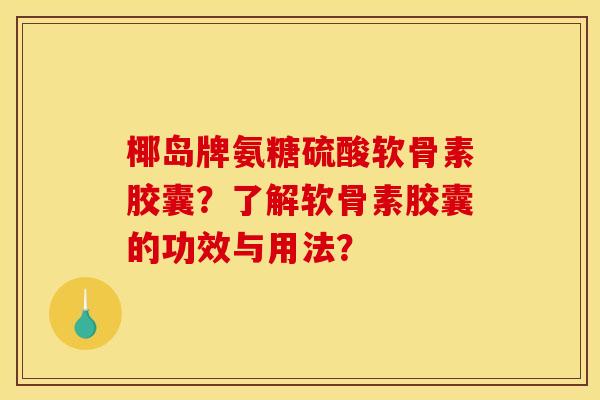 椰岛牌氨糖硫酸软骨素胶囊？了解软骨素胶囊的功效与用法？