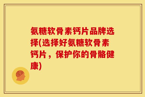 氨糖软骨素钙片品牌选择(选择好氨糖软骨素钙片，保护你的骨骼健康)