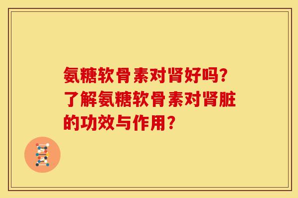 氨糖软骨素对肾好吗？了解氨糖软骨素对肾脏的功效与作用？