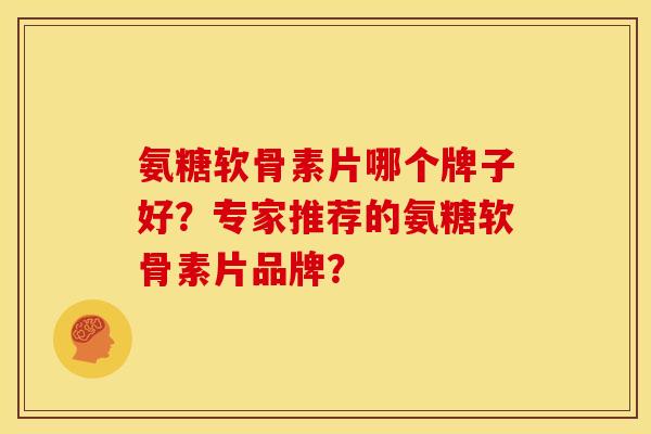 氨糖软骨素片哪个牌子好？专家推荐的氨糖软骨素片品牌？