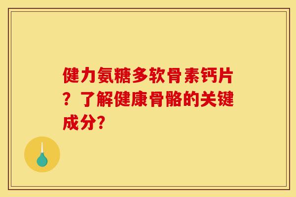 健力氨糖多软骨素钙片？了解健康骨骼的关键成分？