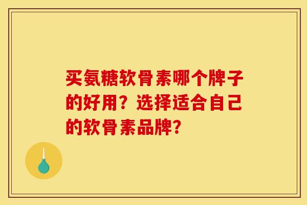 买氨糖软骨素哪个牌子的好用？选择适合自己的软骨素品牌？