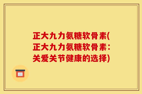 正大九力氨糖软骨素(正大九力氨糖软骨素：关爱关节健康的选择)