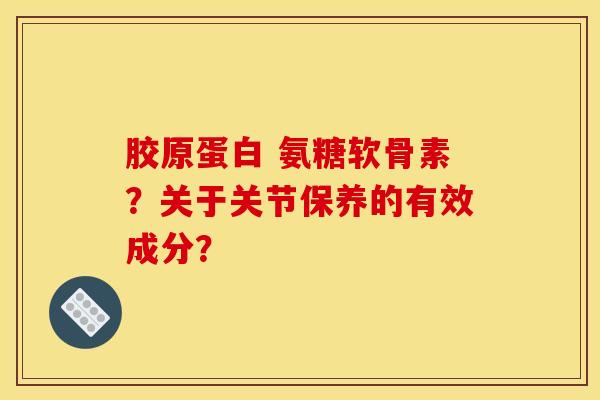 胶原蛋白 氨糖软骨素？关于关节保养的有效成分？