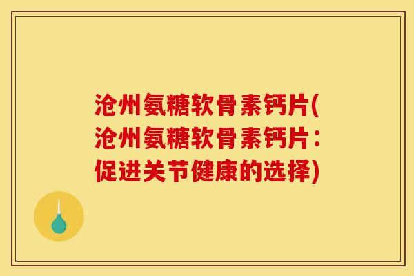 沧州氨糖软骨素钙片(沧州氨糖软骨素钙片：促进关节健康的选择)