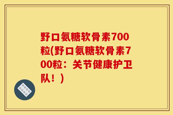 野口氨糖软骨素700粒(野口氨糖软骨素700粒：关节健康护卫队！)