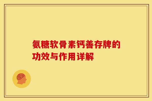 氨糖软骨素钙善存牌的功效与作用详解