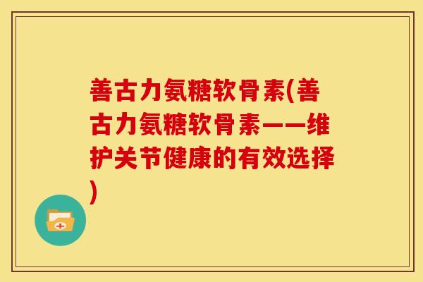 善古力氨糖软骨素(善古力氨糖软骨素——维护关节健康的有效选择)