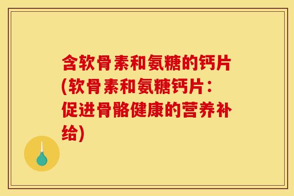 含软骨素和氨糖的钙片(软骨素和氨糖钙片：促进骨骼健康的营养补给)