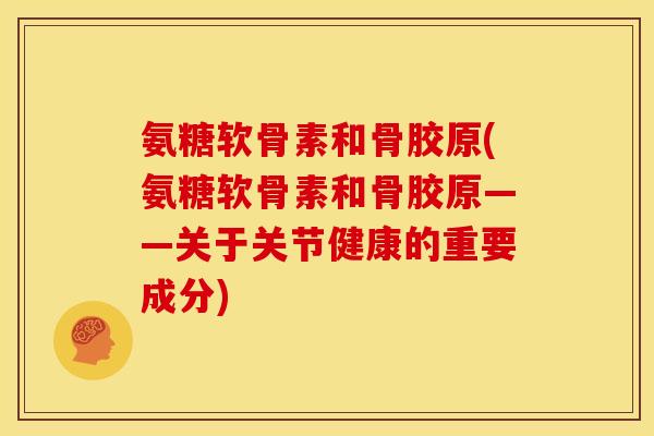 氨糖软骨素和骨胶原(氨糖软骨素和骨胶原——关于关节健康的重要成分)