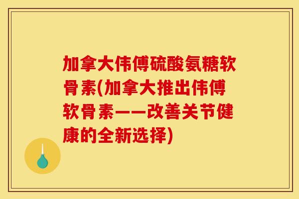 加拿大伟傅硫酸氨糖软骨素(加拿大推出伟傅软骨素——改善关节健康的全新选择)