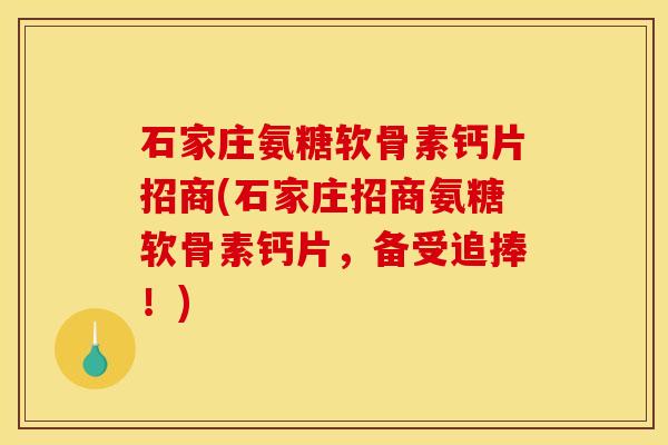 石家庄氨糖软骨素钙片招商(石家庄招商氨糖软骨素钙片，备受追捧！)