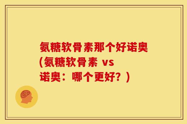 氨糖软骨素那个好诺奥(氨糖软骨素 vs 诺奥：哪个更好？)