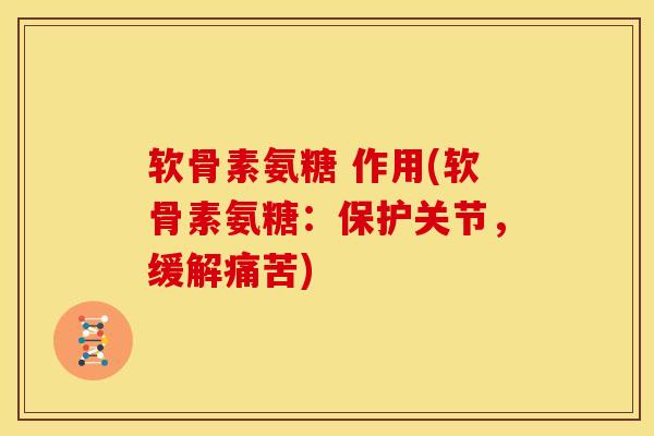 软骨素氨糖 作用(软骨素氨糖：保护关节，缓解痛苦)